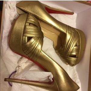 Gold Louboutin Heels - almost new